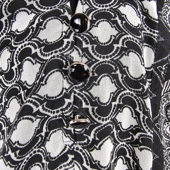 Whimsigoth Bohemian Black White Mosaic Pattern Summer Spring Hippy Dress CacheXS - Picture 11 of 14